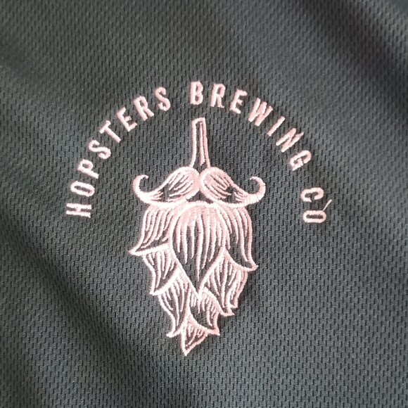 Mens Polo Shirt Collared Jersey Hopsters Beer Brewing Co Boston MA Size M Medium - Picture 1 of 5
